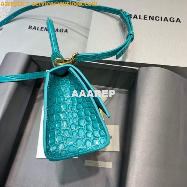 Replica Balenciaga 592833 Hourglass XS Top Handle Bag Blue Gold 5