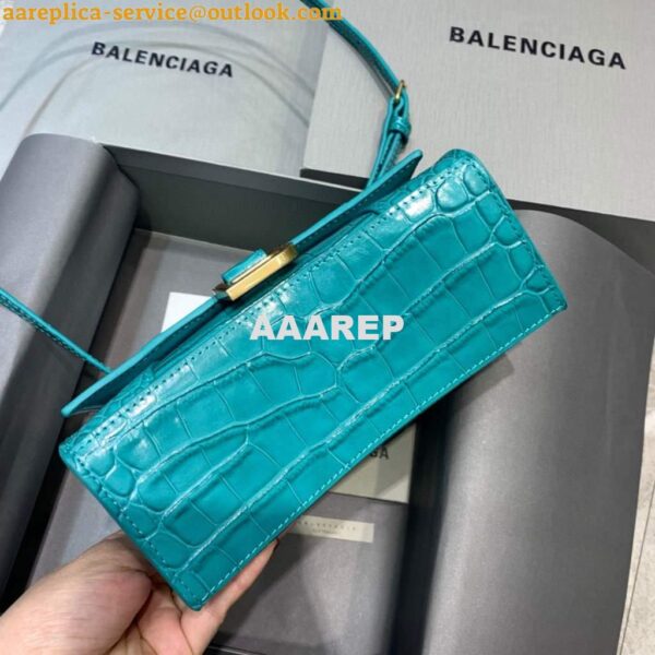 Replica Balenciaga 592833 Hourglass XS Top Handle Bag Blue Gold 6