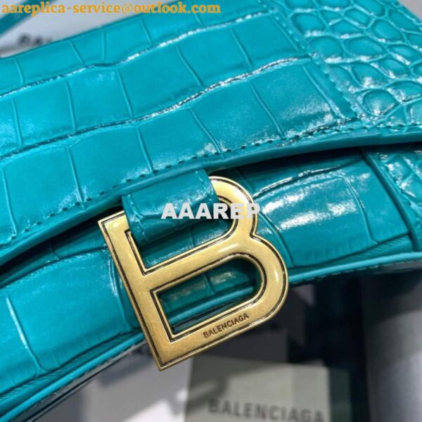 Replica Balenciaga 592833 Hourglass XS Top Handle Bag Blue Gold 7