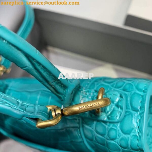 Replica Balenciaga 592833 Hourglass XS Top Handle Bag Blue Gold 8