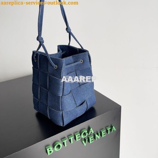 Replica Bottega Veneta BV Blue Small Cassette Denim Cross-Body Bucket 4