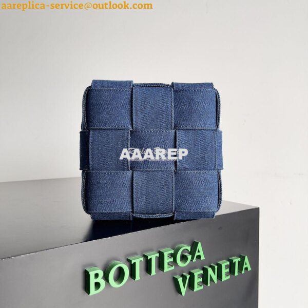 Replica Bottega Veneta BV Blue Small Cassette Denim Cross-Body Bucket 7