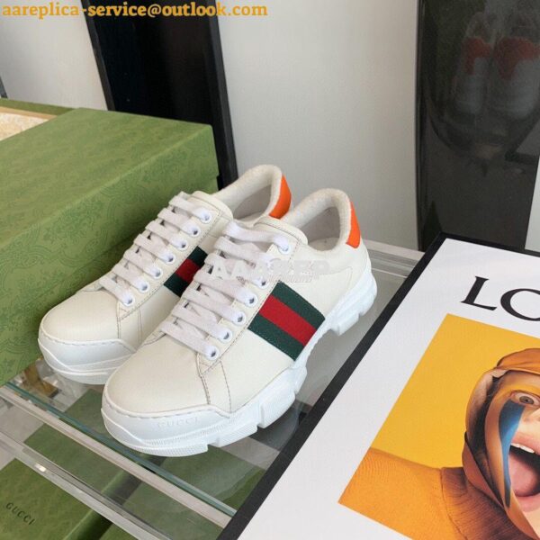 Replica Gucci Sneaker with Web 624701 Orange 3