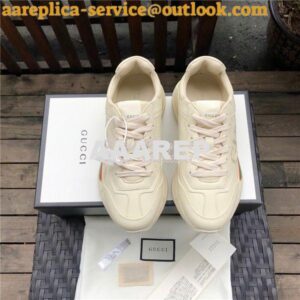 Replica Gucci Women Men's Rhyton Gucci Logo Leather Sneaker 528892 2