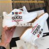 Replica Gucci Women Men's Rhyton Leather Sneaker with Gucci Square Log