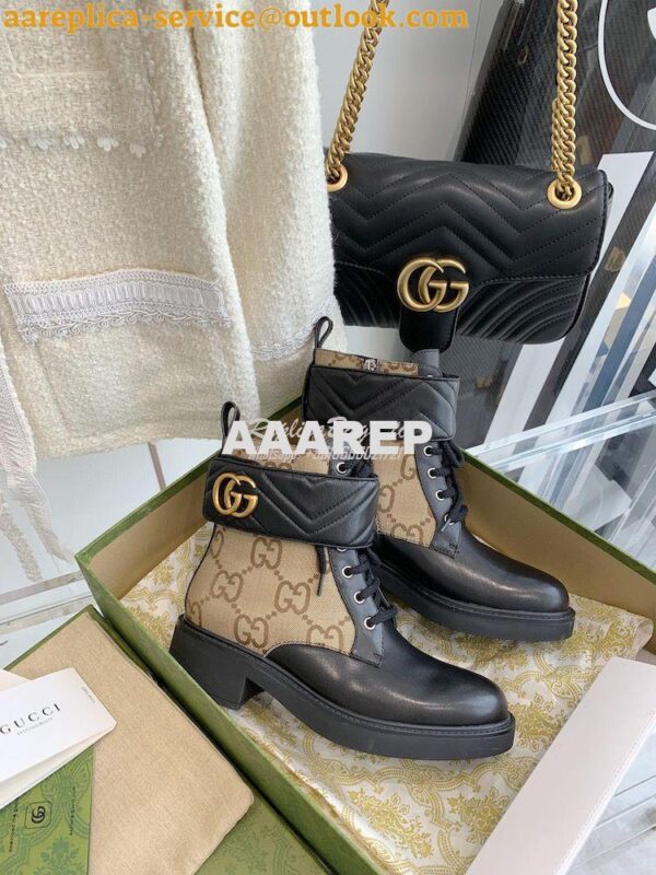 Replica Gucci Women's Ankle Boot With Double G 678984 Beige Black 3