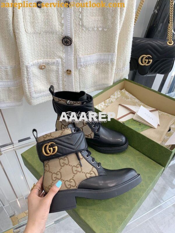 Replica Gucci Women's Ankle Boot With Double G 678984 Beige Black 5