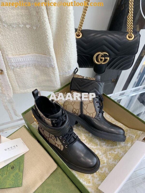 Replica Gucci Women's Ankle Boot With Double G 678984 Beige Black 7