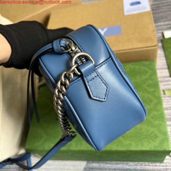 Replica Gucci 447632 GG Marmont Matelassé Shoulder Bag Blue 4