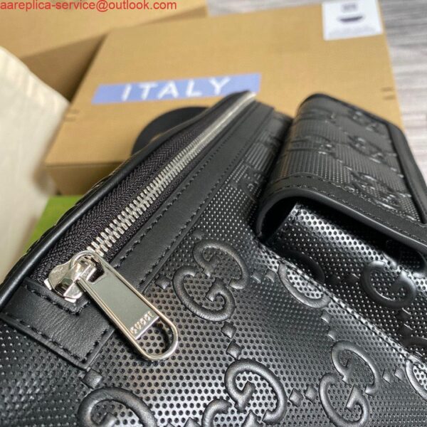 Replica Gucci ‎645093 GG embossed belt bag Black GG embossed leather 4