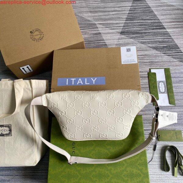 Replica Gucci ‎645093 GG embossed belt bag White GG embossed leather 2