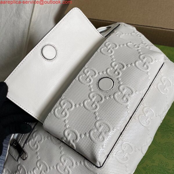 Replica Gucci ‎645093 GG embossed belt bag White GG embossed leather 4