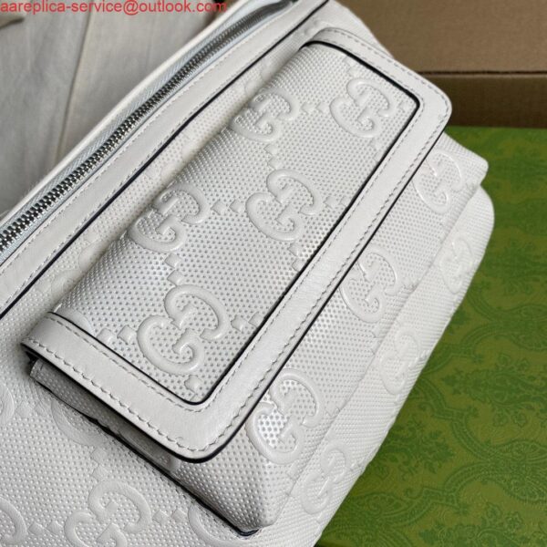 Replica Gucci ‎645093 GG embossed belt bag White GG embossed leather 7