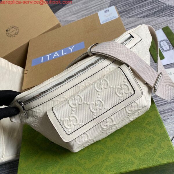 Replica Gucci ‎645093 GG embossed belt bag White GG embossed leather 8