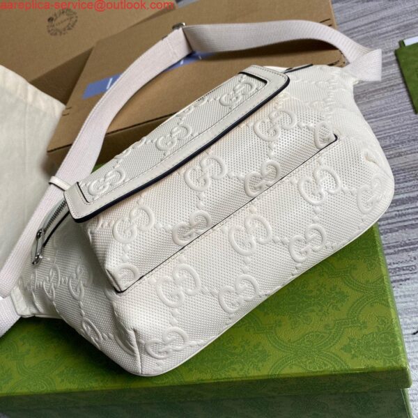 Replica Gucci ‎645093 GG embossed belt bag White GG embossed leather 7