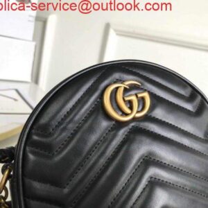 Replica Gucci 550154 GG Marmont Mini Round Shoulder Bag Black 2