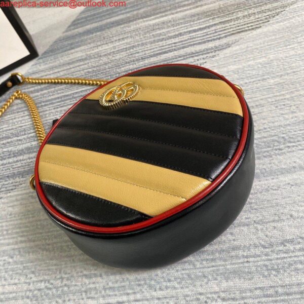 Replica Gucci 550154 GG Marmont Mini Round Shoulder Bag Black Yellow 5