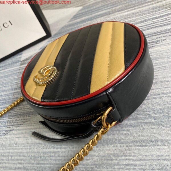 Replica Gucci 550154 GG Marmont Mini Round Shoulder Bag Black Yellow 6