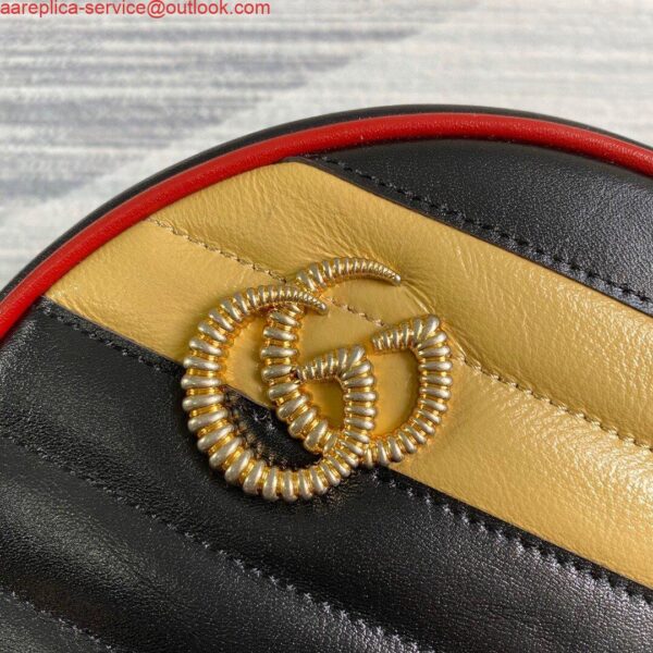 Replica Gucci 550154 GG Marmont Mini Round Shoulder Bag Black Yellow 7