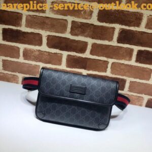 Replica Gucci Black/grey GG Supreme canvas belt bag 2