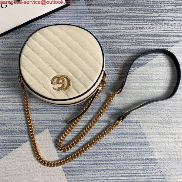 Replica Gucci 550154 GG Marmont Mini Round Shoulder Bag White 3