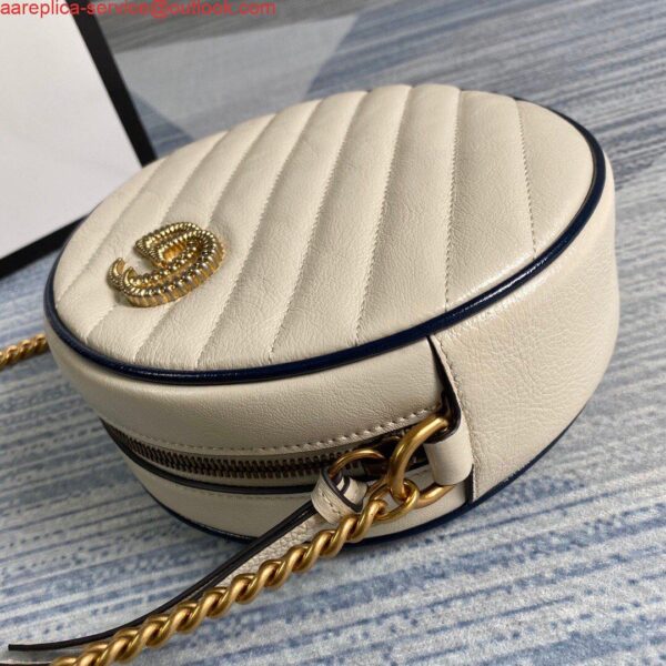 Replica Gucci 550154 GG Marmont Mini Round Shoulder Bag White 4