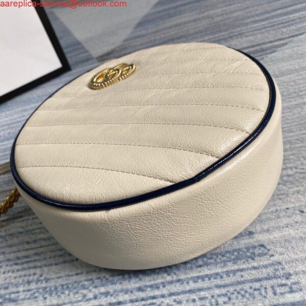 Replica Gucci 550154 GG Marmont Mini Round Shoulder Bag White 4