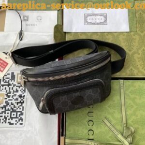 Replica Replica Gucci Black GG Supreme Belt Bag with Interlocking G 2