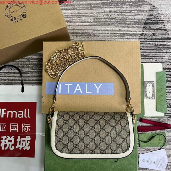 Replica Gucci 735178 Gucci Horsebit 1955 shoulder bag Brown white 3