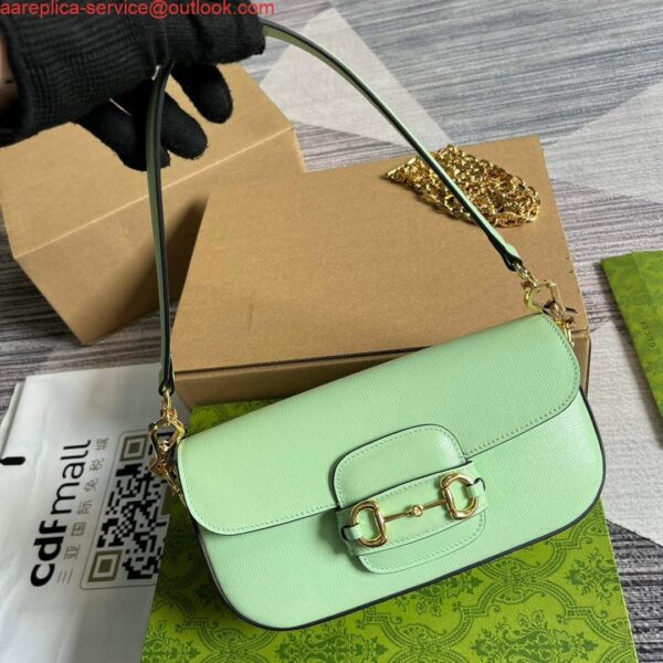 Replica Gucci 735178 Gucci Horsebit 1955 small shoulder bag Green 5