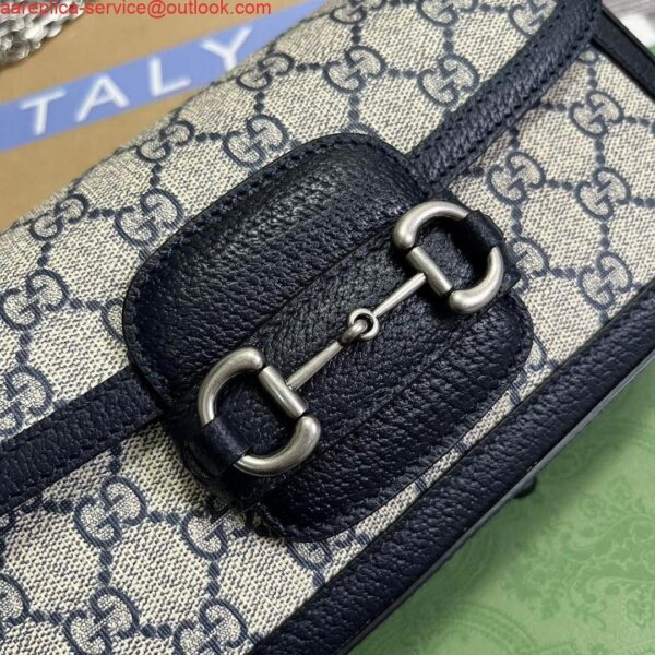 Replica Gucci 735178 Gucci Horsebit 1955 small shoulder bag Navy blue 6