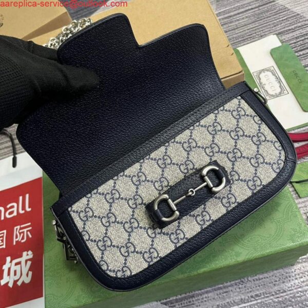 Replica Gucci 735178 Gucci Horsebit 1955 small shoulder bag Navy blue 6