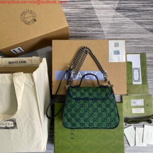 Replica Gucci 583571 GG Marmont Multicolour mini top handle bag Green