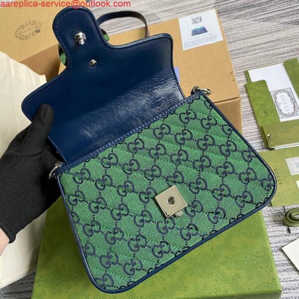 Replica Gucci 583571 GG Marmont Multicolour mini top handle bag Green 9