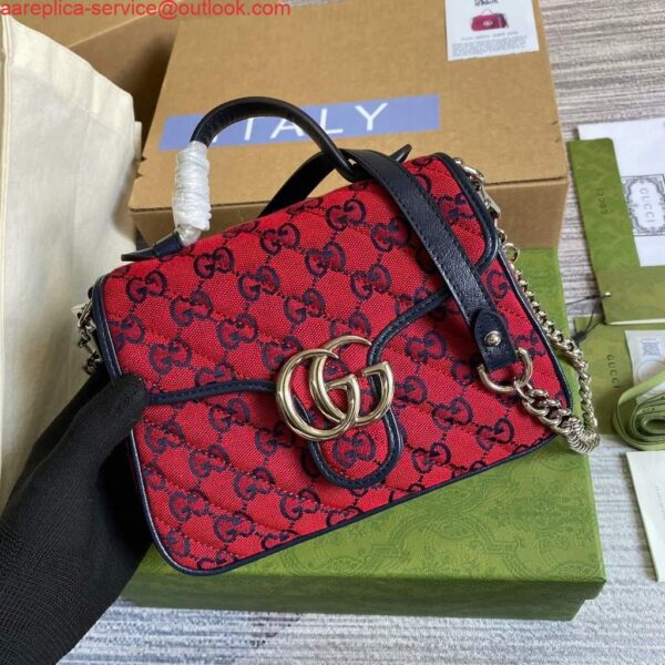 Replica Gucci 583571 GG Marmont Multicolour mini top handle bag Red 6