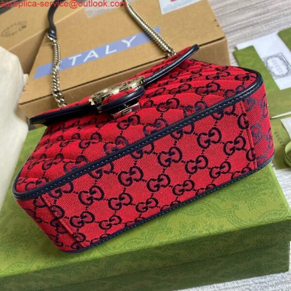 Replica Gucci 583571 GG Marmont Multicolour mini top handle bag Red 7