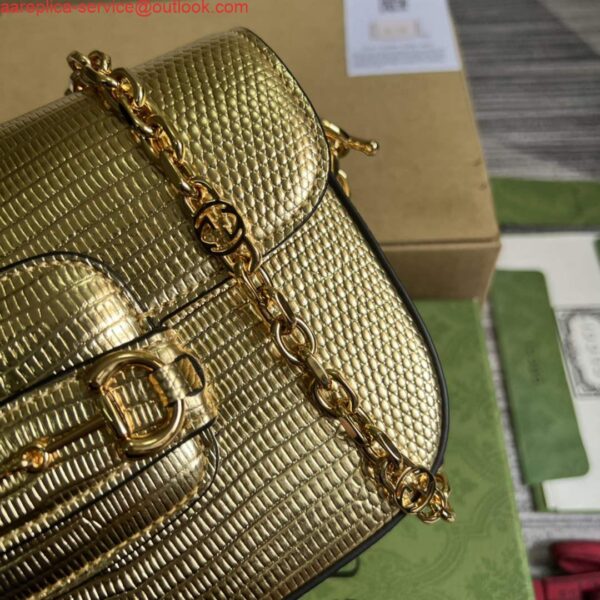 Replica Gucci Horsebit 1955 lizard mini bag 675801 gold leather 6