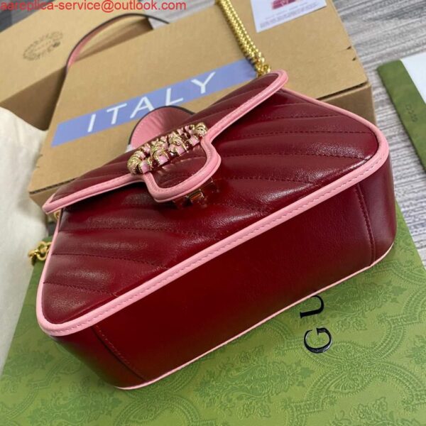 Replica Gucci 583571 GG Marmont Multicolour mini top handle bag Wine Red 7