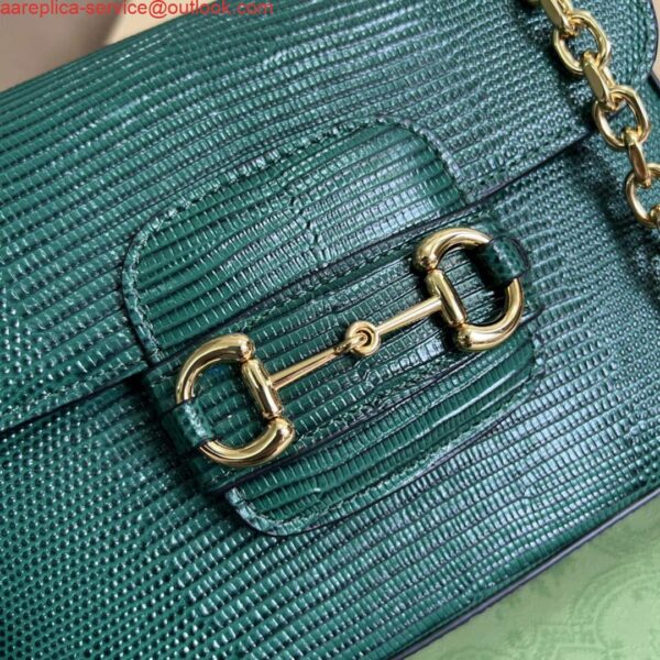 Replica Gucci Horsebit 1955 lizard mini bag 675801 green leather 6