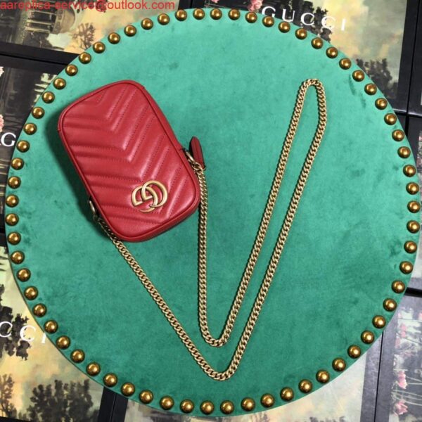 Replica Gucci 598597 GG Marmont mini bag Red 4