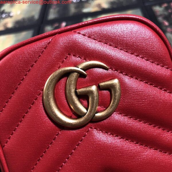 Replica Gucci 598597 GG Marmont mini bag Red 5