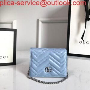 Replica Gucci 625693 GG Marmont Card Case Wallet Blue