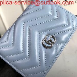 Replica Gucci 625693 GG Marmont Card Case Wallet Blue 2