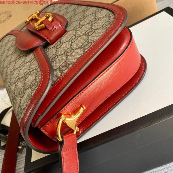 Replica Gucci Horsebit 1955 shoulder bag 602204 Beige with red leather 6