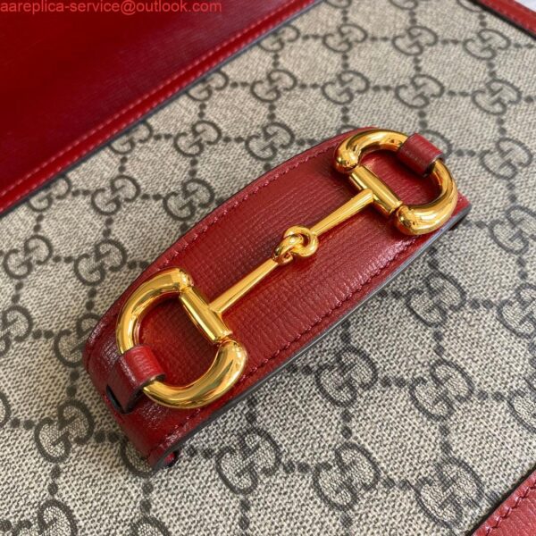 Replica Gucci Horsebit 1955 shoulder bag 602204 Beige with red leather 8