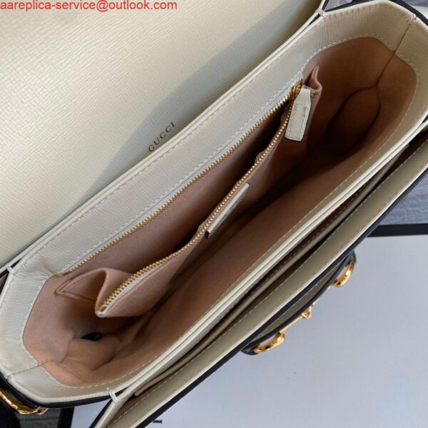 Replica Gucci Horsebit 1955 shoulder bag 602204 Beige with white leather 9