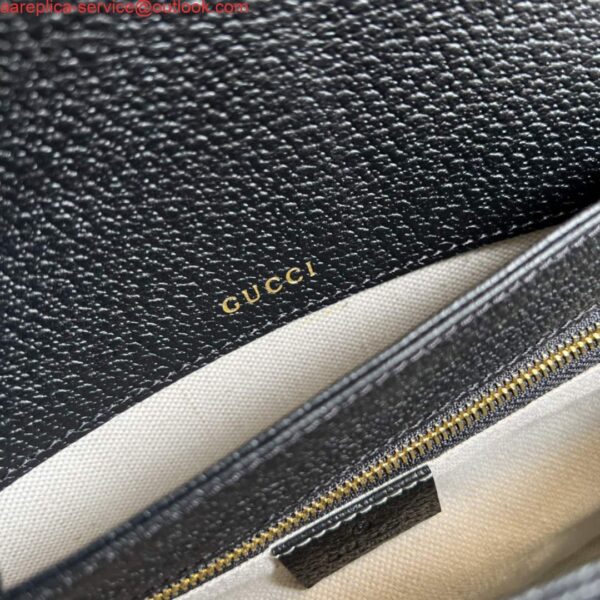 Replica Gucci Horsebit 1955 shoulder bag 602204 Black and ivory GG denim jacquard 10