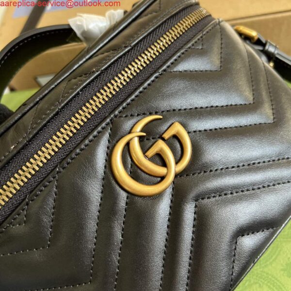 Replica Gucci 672253 GG Marmont Mini Bag Black 4