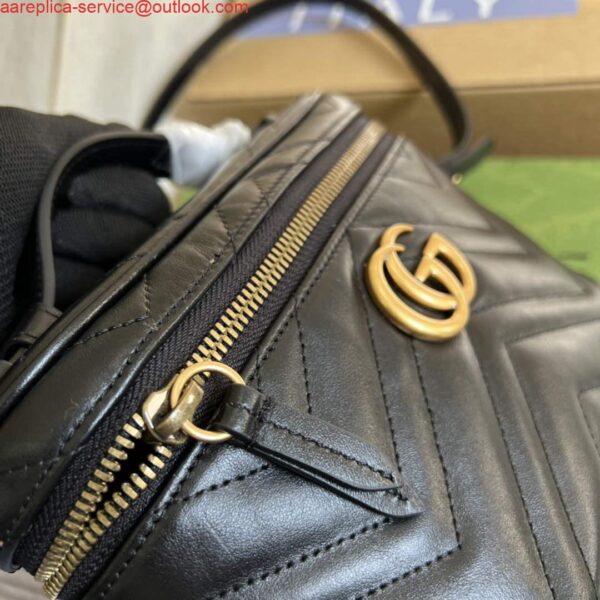 Replica Gucci 672253 GG Marmont Mini Bag Black 6