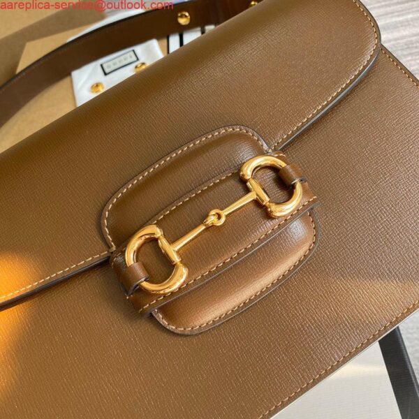 Replica Gucci Horsebit 1955 shoulder bag 602204 Brown leather 5